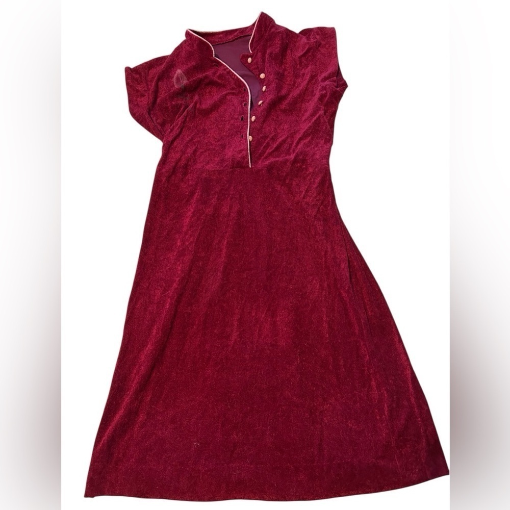 Vintage Elegant Red Terrycloth Towel Dress